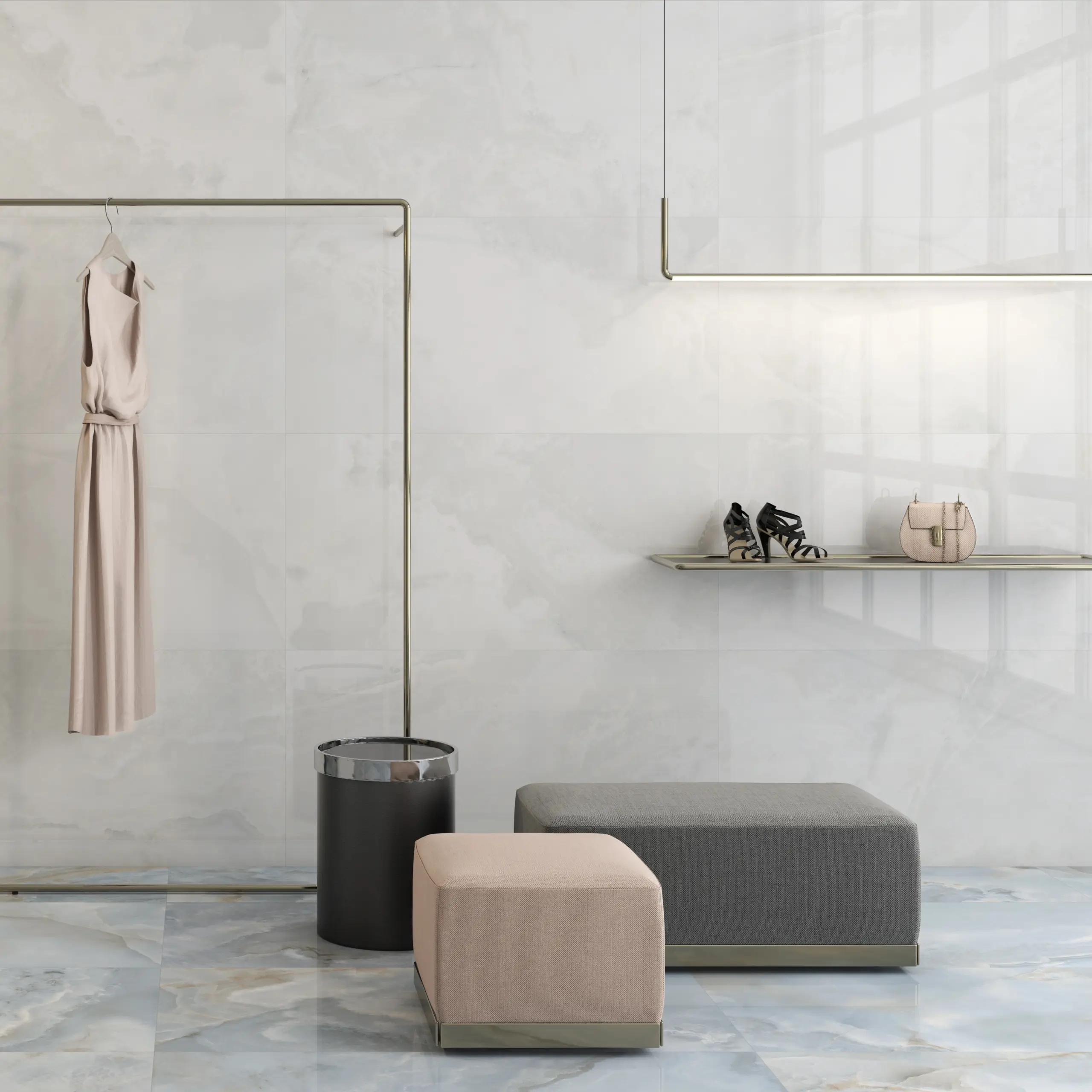 Jewel White 24X48 Polished Porcelain Tile available in iTileMosaic